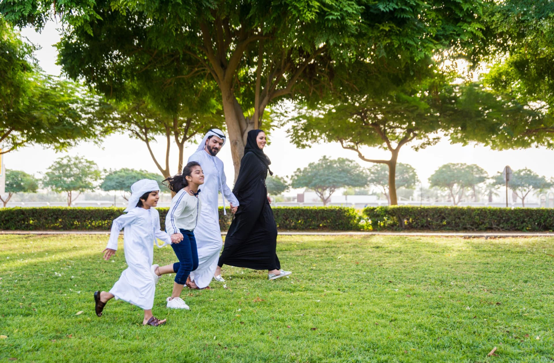Emirati family enjoying a Dubai park
