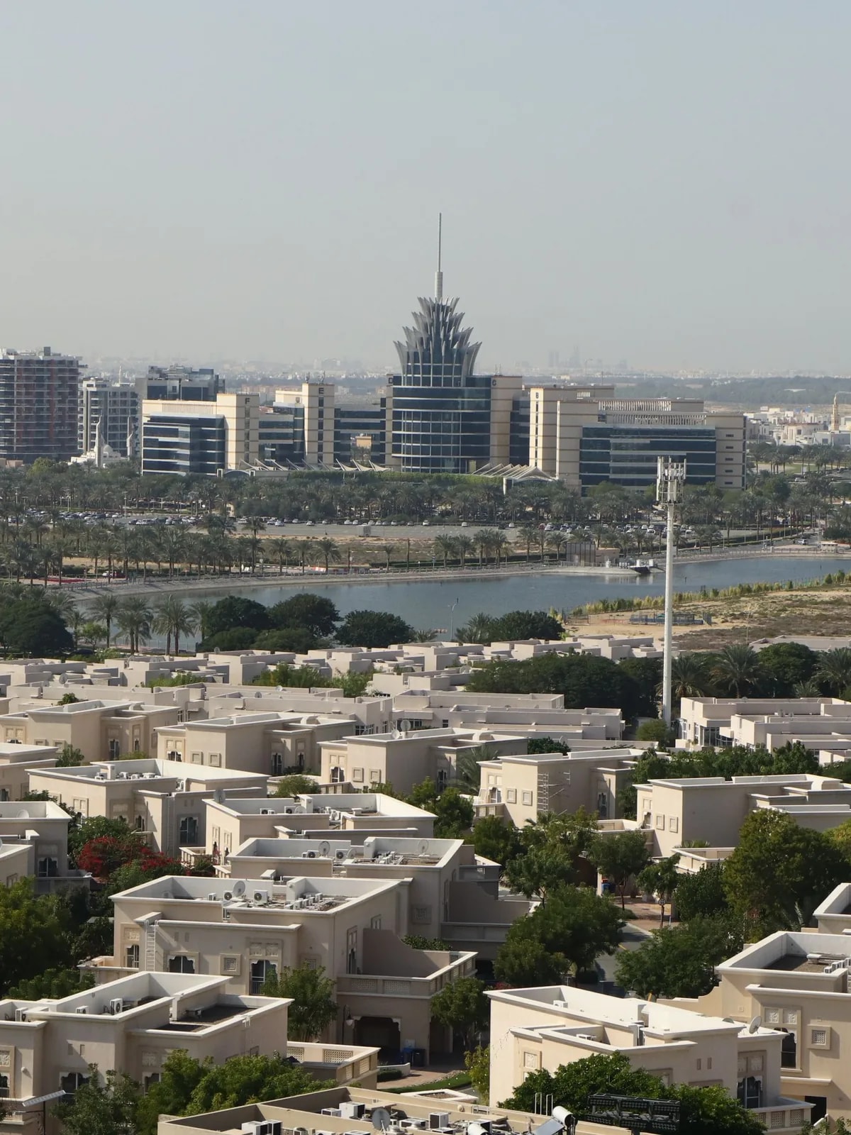 Dubai Silicon Oasis villas, lake and headquarters tower, where we design home automation