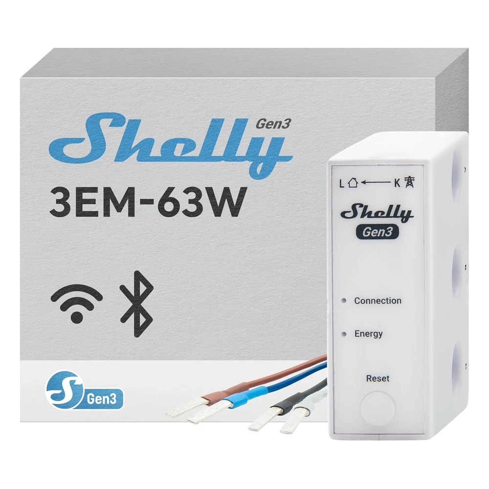 Shelly 3EM-63W Gen3 Three-Phase Energy Meter